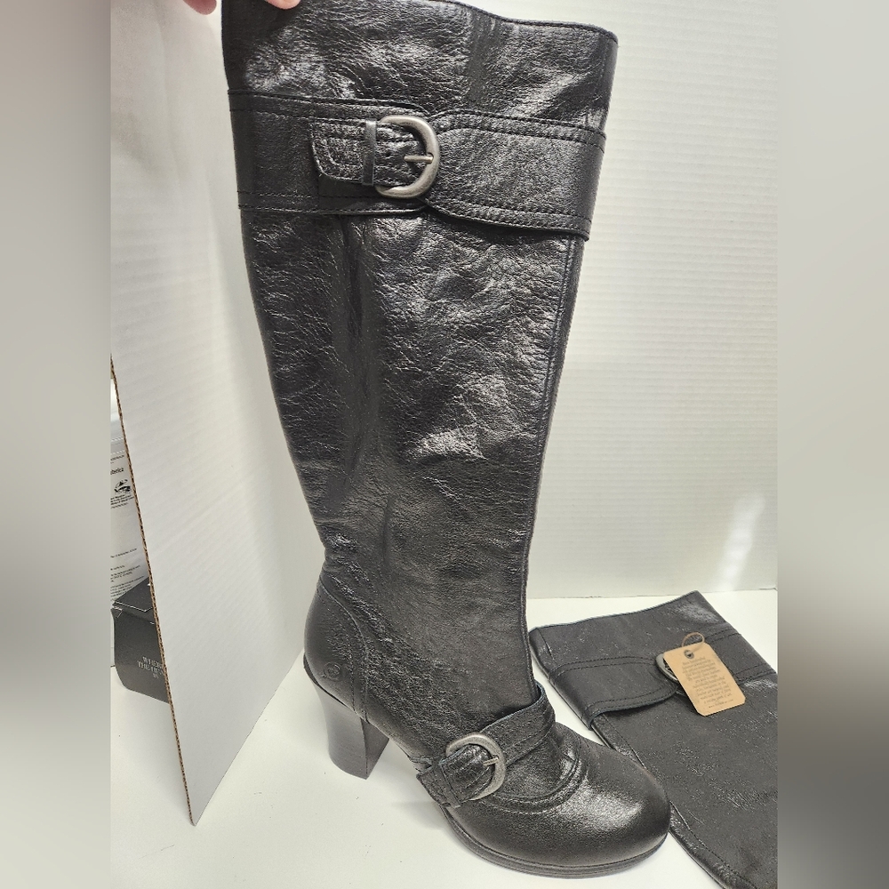 Born Womens Alika Boot Size 9 Tall Black Leather